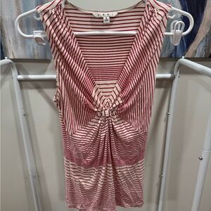CAbi Crimson and Cream Striped Top